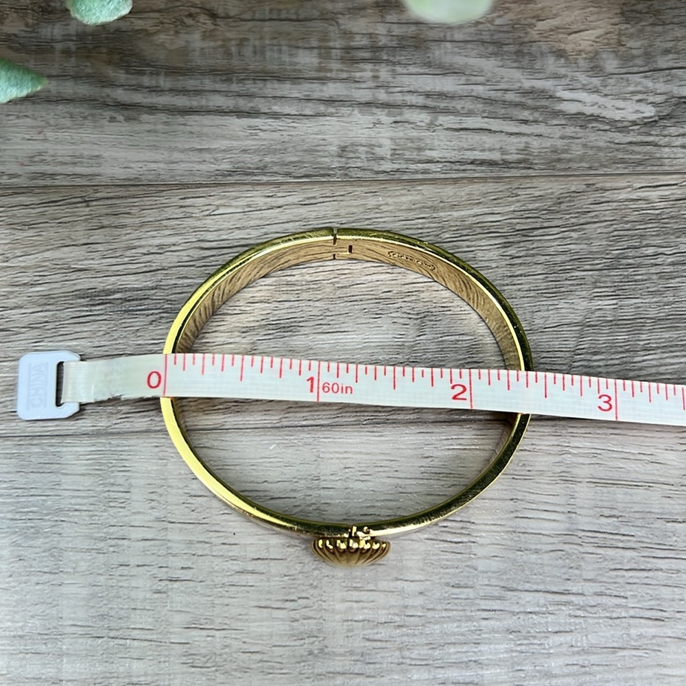 Coach Signature C Seashell Gold Plated White Bangle Clasp Bracelet, Authentic - Picture 12 of 15